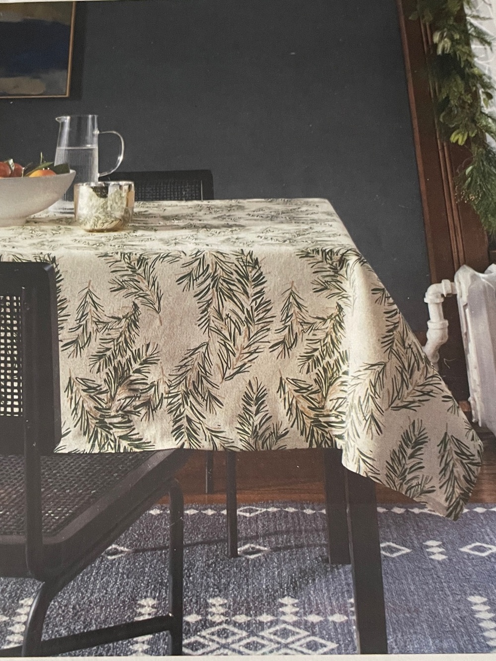 Threshold rectangular holiday pine branch print tablecloth-NWT